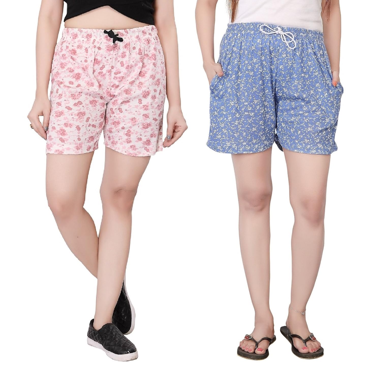 bfly women's printed cotton hosiery shorts-pack of 2 (wshortscombo-1-20)