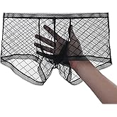 HASWECHYS Men's Mesh Lace Boxer Briefs Sexy See Through Underwear Breathable Thin Bulge Pouch