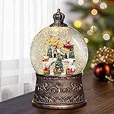 Christmas Snow Globes Lantern with Music, Winter Village Scene Snow Globes with Swirling Glitter Effects, USB/Battery Powered with 6-Hour Timer, Christmas Decorations