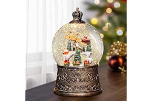 COZY-PAVILION Christmas Snow Globes Lantern with Music, Winter Village Scene Snow Globes with Swirling Glitter Effects, USB/Battery Powered with 6-Hour Timer, Christmas Decorations