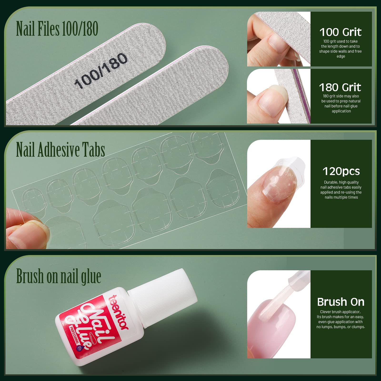 Teenitor 24 Pack 576 PCS Press On Nails Medium Length Coffin Glue On Nails, Coffin Shape Press On Nails Set, 12 Colors Coffin Matte Press On Nails, 12 Colors Glossy Press On Coffin Nail - Image 6