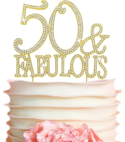 Toddmomy Golden '50' Cake Topper - Bling Rhinestone 50th Birthday & Anniversary Decoration - View #6