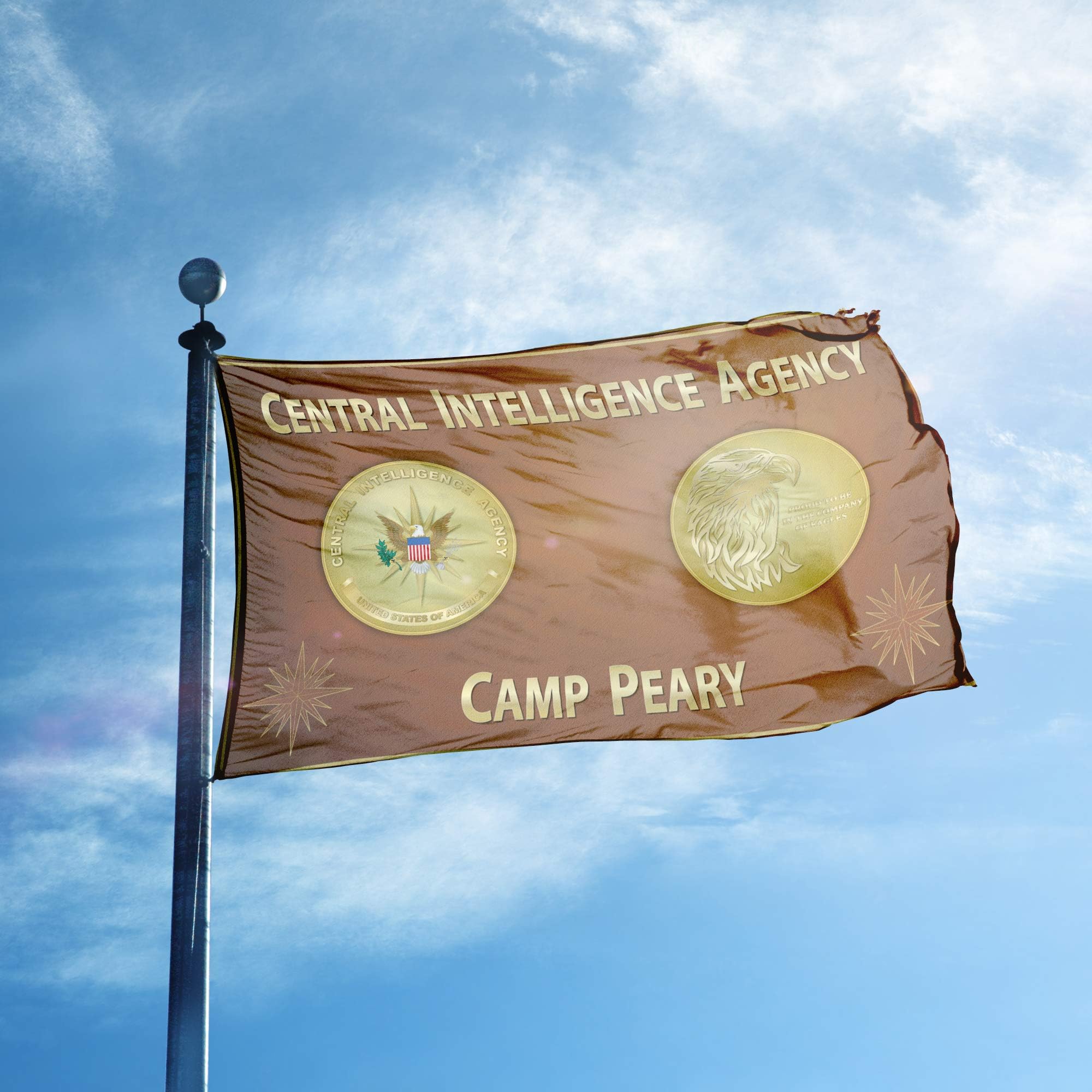 CIA Camp Peary OSS Spear 16 Point Star Garage Hangar Basement Flag 3x5 Feet