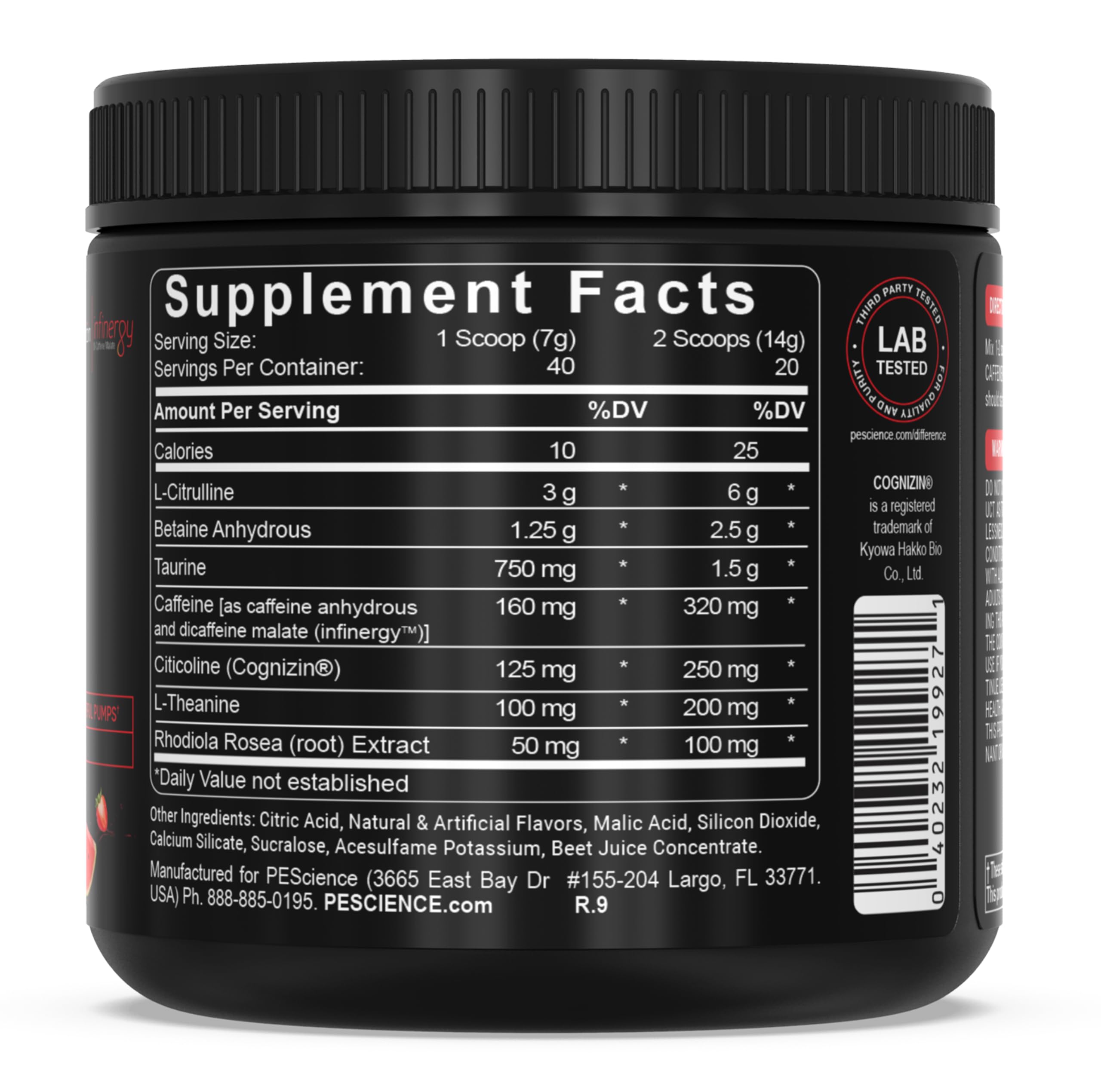 PEScience Prolific Pre Workout Powder for Men & Women with L-Citrulline, Nitric Oxide Booster, Energy Powder & Nootropic for Focus – Preworkout Without Beta Alanine – 40 Scoops, Melon Berry Twist