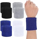 8 Pcs Sweat Bands Wristbands, Wrist Sweat Bands for Men and Women, Tennis Wrists Band, Moisture Wicking Wristband for Working Out, Football, Basketball, Sports