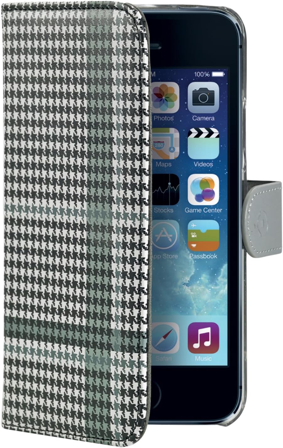 Celly Wally Pied de Poule Wallet Case for iPhone 5S - Black