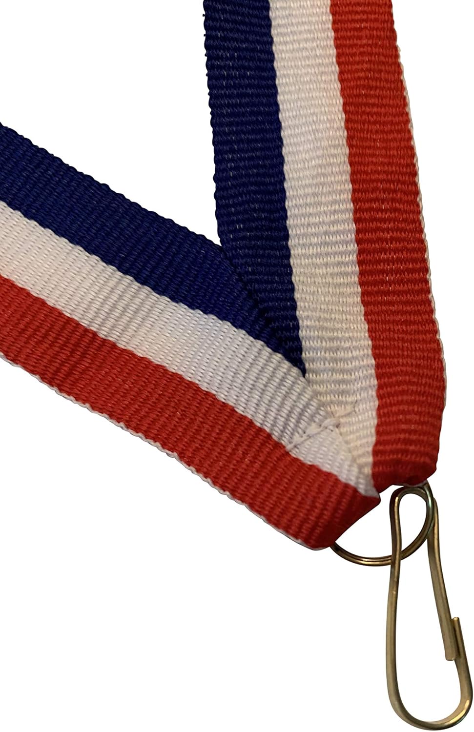 Pack of 10 Red White and Blue Neck Ribbons for Medals with Snap Clips