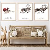 AnyDesign 3Pcs Christmas Wall Art Prints 11x14in Santa Claus Reindeer with Sleigh Art Poster Large Aesthetic Xmas Posters Room Decor for Gallery Living Room Bathroom Wall Decor(UNFRAMED)