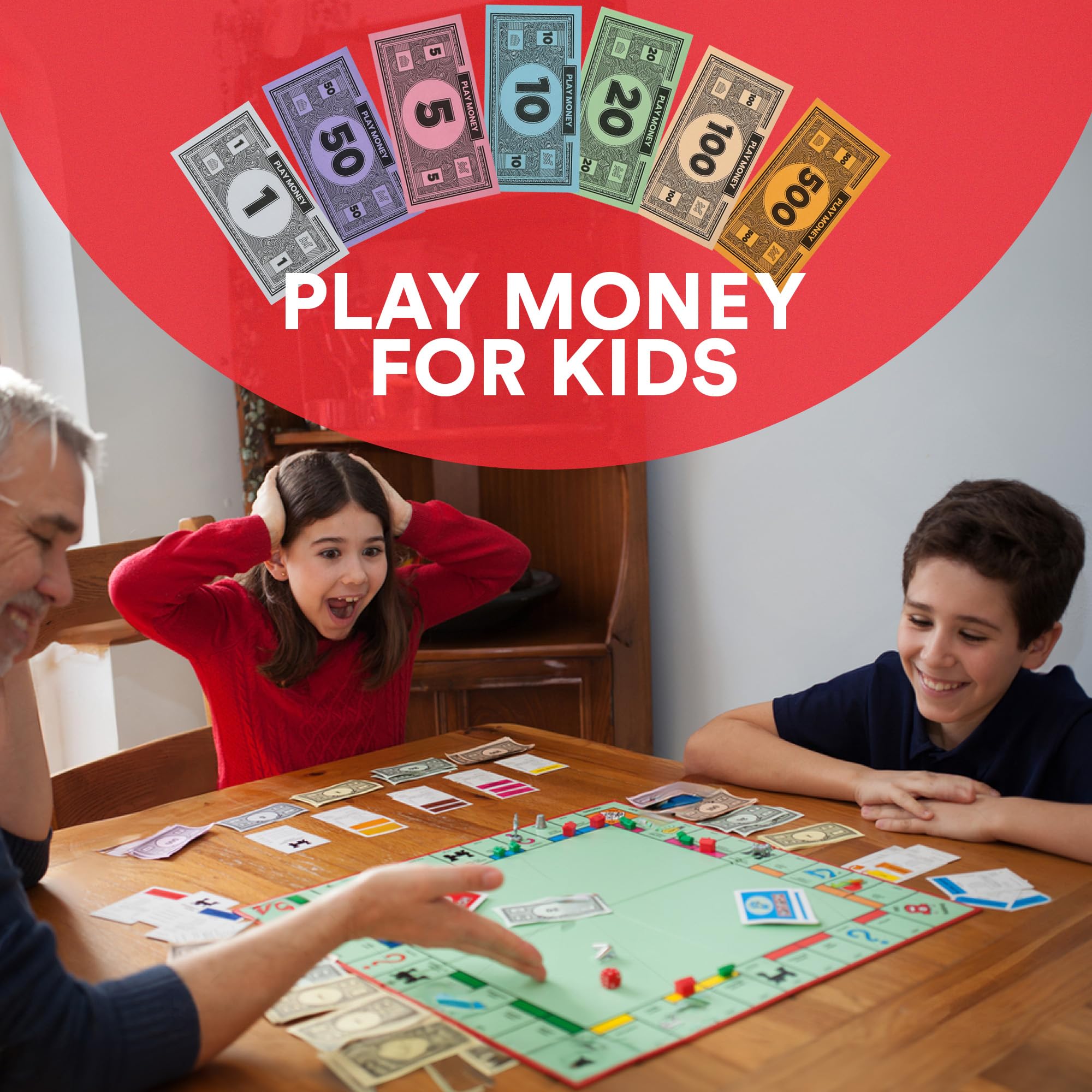 Play Money Compatible for Monoply Money 60 Each Bill Denomination, Mixed Colors: $1, $5, $10, $20, $50, $100, and $500 (3 Set)