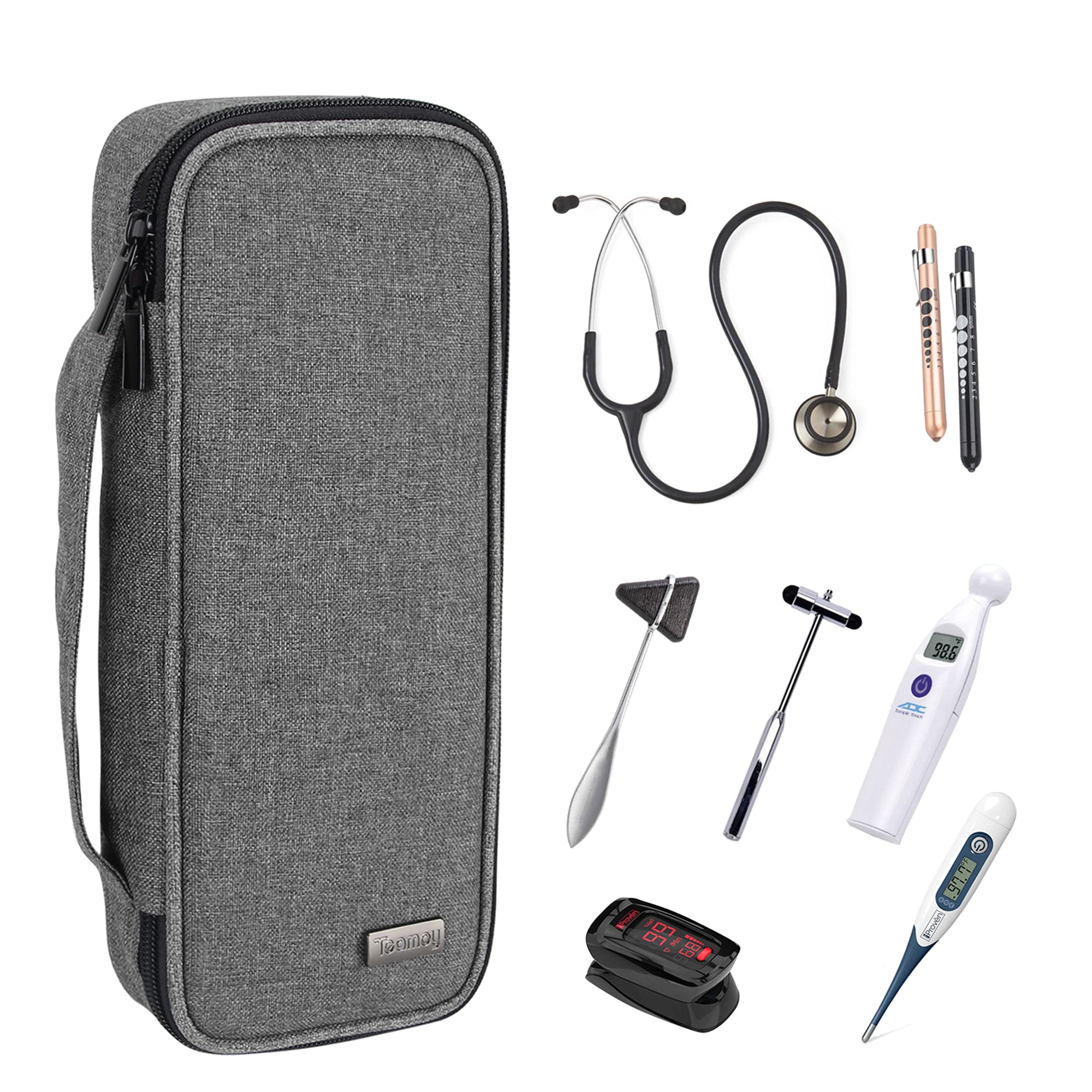 Teamoy Stethoscope Case, Stethoscope Carrying Bag Compatible with 3M Littmann, MDF, ADC, Omron Stethoscope and Other Accessories, Grey