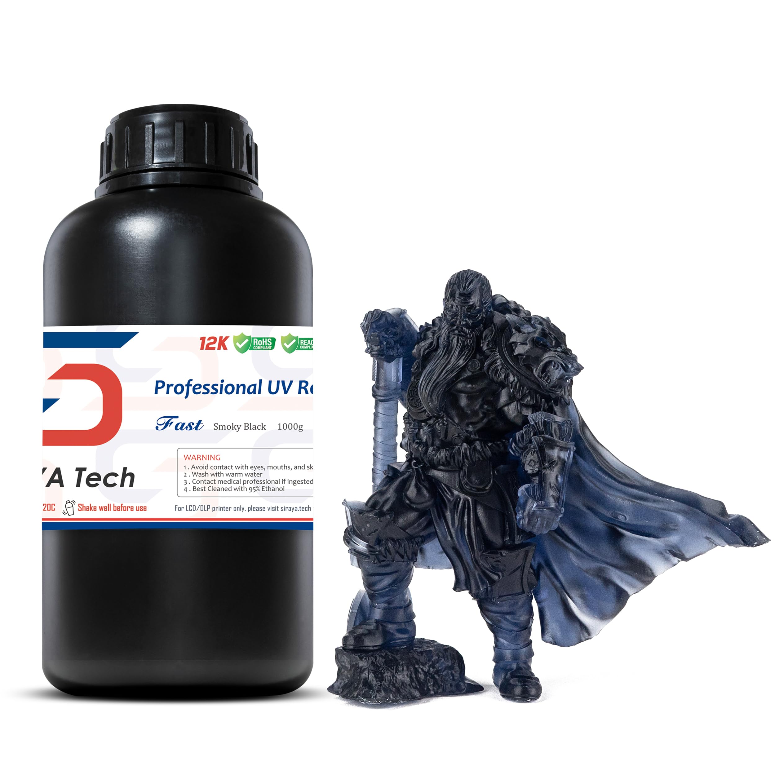 Siraya Tech Fast ABS-Like 3D Printer Resin 405nm UV-Curing Non-Brittle High Precision 3D Printing Liquid Standard Photopolymer Resin for LCD DLP 3D Printing (Smoky Black, 1kg)