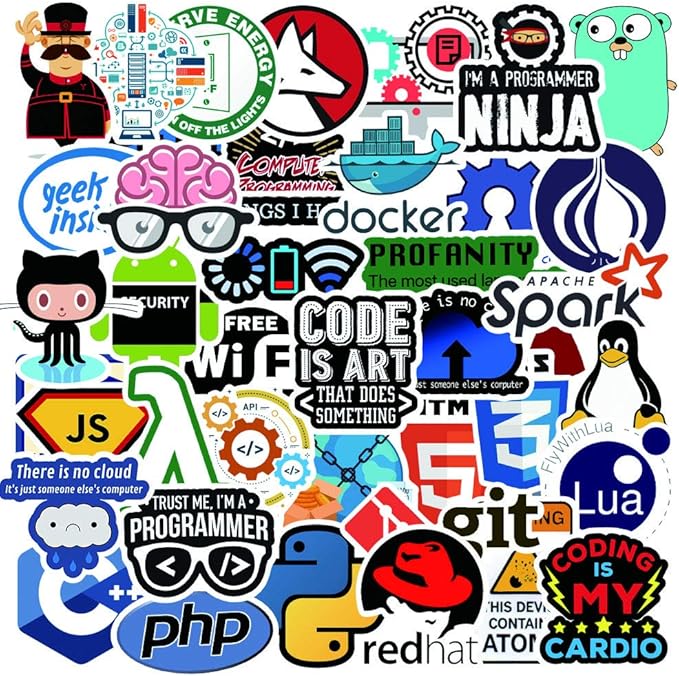 Cute Laptop Stickers Pack, Developer Programming Stickers for