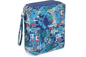 CONTAIL 168 Slots Colored Pencil Case with Zipper Closure,Twill Oxford Fabric Marker Case Organizer with Handle Strap