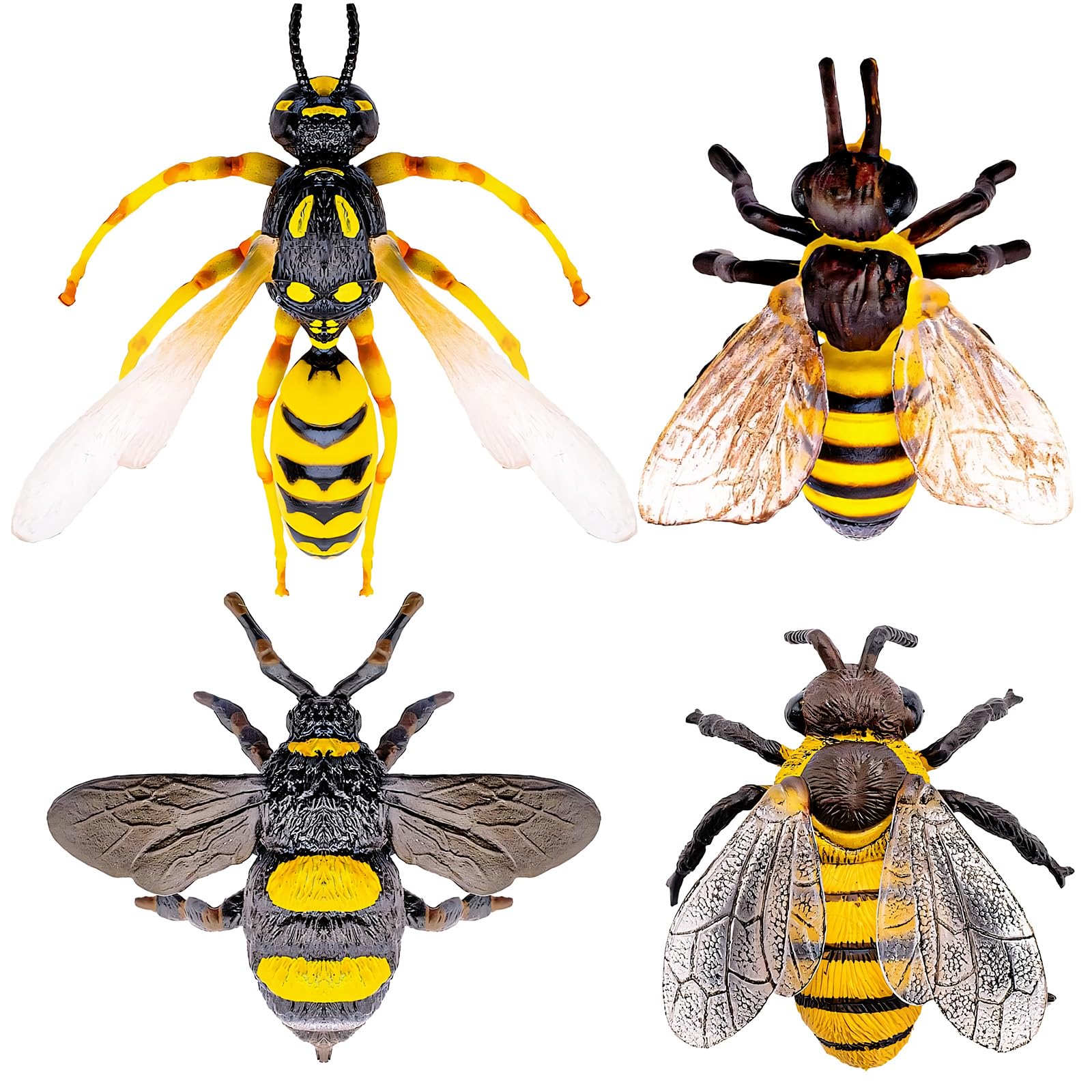 Photo 1 of 4 Realistic Honeybee Figurines - Various Bees Model, Fake Bees Animal Figures, Insect Toy for Science Project, Cake Topper