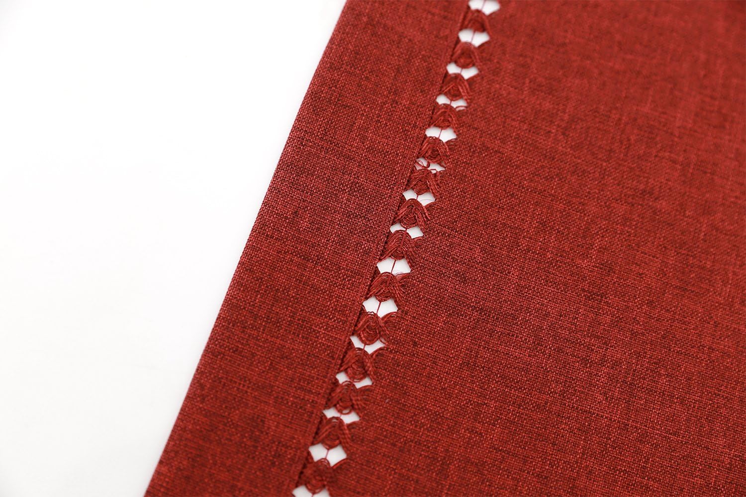 Grelucgo Small Handmade Hemstitched Polyester Rectangle Table Runners Dresser Scarves, Cranberry 14x36 inch: Kitchen & Dining