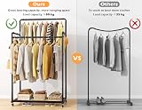 HOMIDEC Clothes Rail Metal Rack with Hooks Double Rails 80kg Black view 5