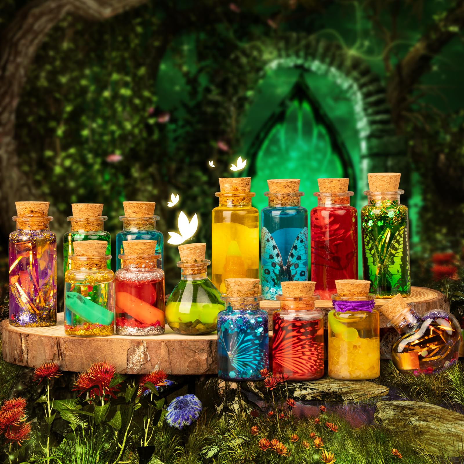 Alritz Fairy Potions Kit, Magic Mix Kit 20 Bottles, Christmas Gifts Decorations Ornaments Garden Crafts Birthday Gifts Toys for Girls and Boys 6 7 8 9 10 11 12+Years Old Families Party Indoor Outdoor
