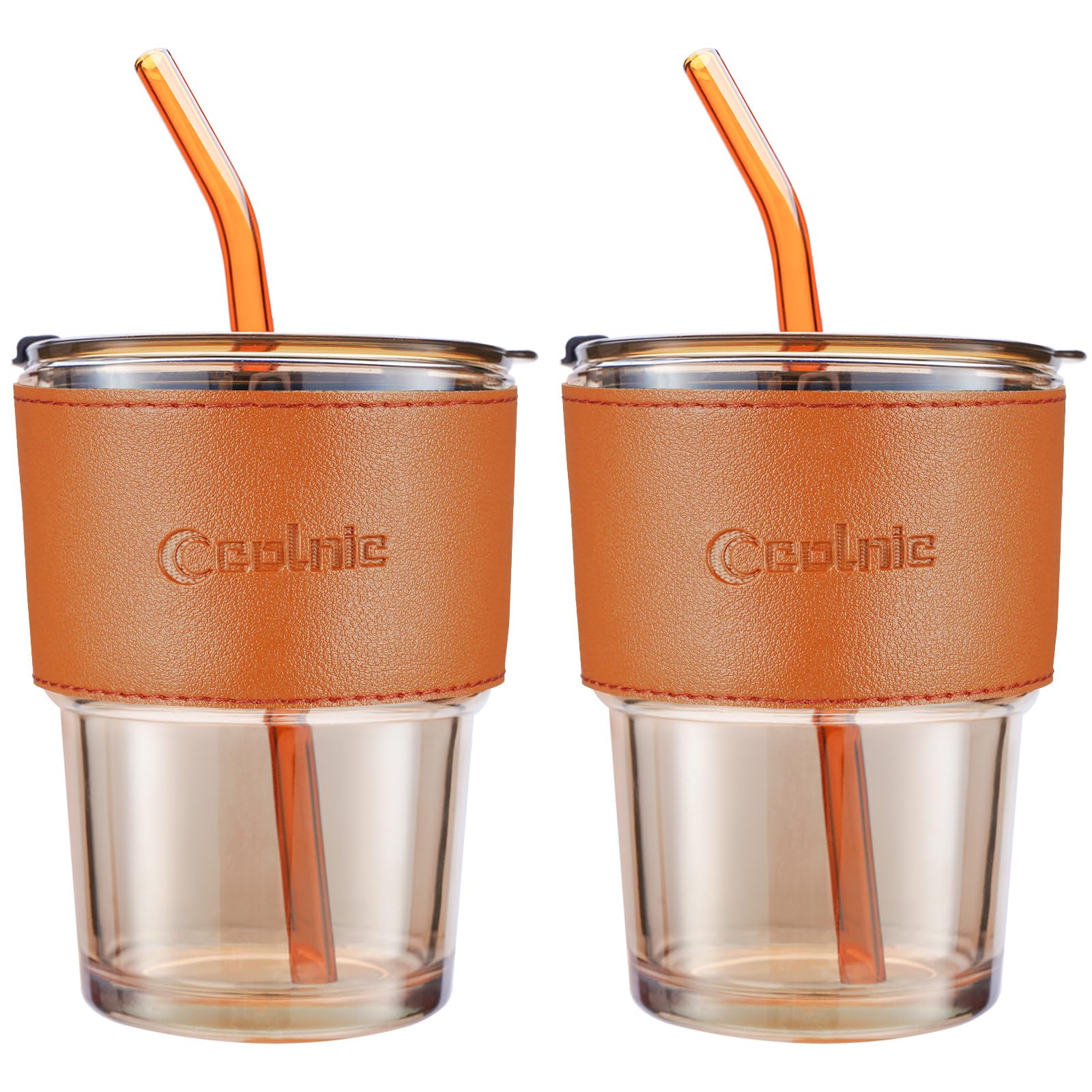 Photo 1 of (missing lids) Colnic Iced Coffee Cup, 15Oz/450ml Glass Cups With Lids And Straws, Iced Coffee Glasses Tumbler, Thick Wall 