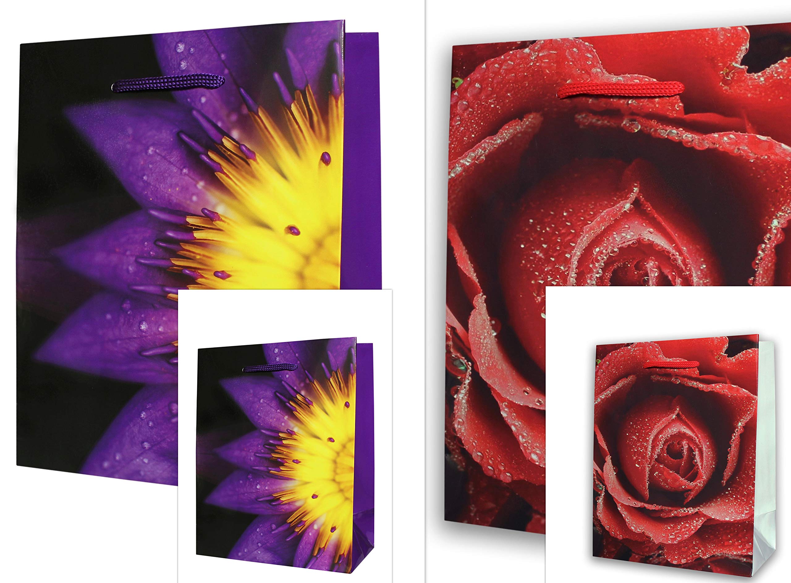 Set of 4 Gift Bags DIN A4 and DIN A5 Gift Bags 18 x 23 x 10 cm and 32 x 26 x 12 cm Birthday Gift Bags Paper 160 g/m2 Gift Packaging Set Combi Large 08