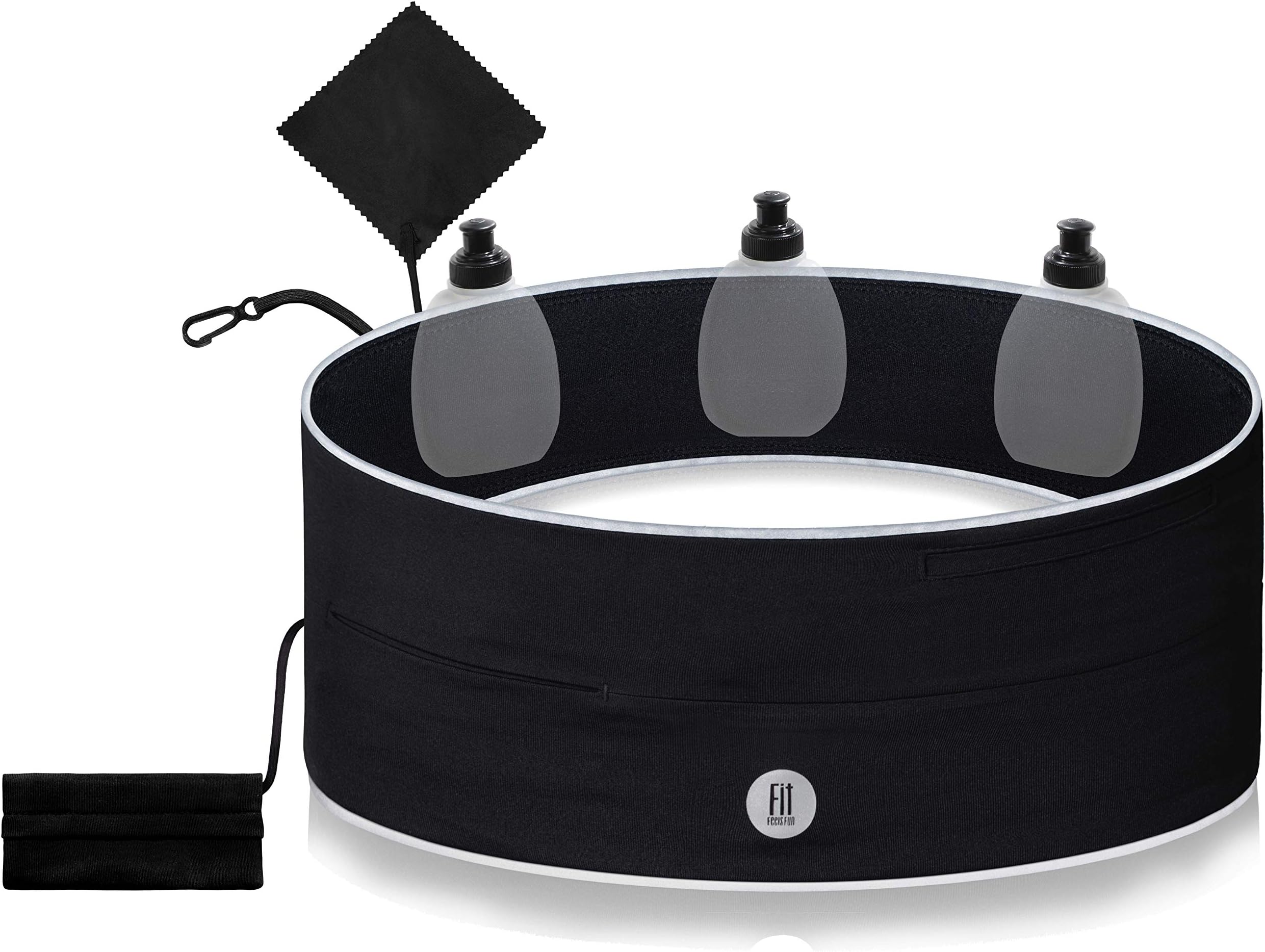 FitFeelsFun Running Belt with water bottle - Bumbag Fanny Pack - Hydration waist bag for sports hiking fitness marathon