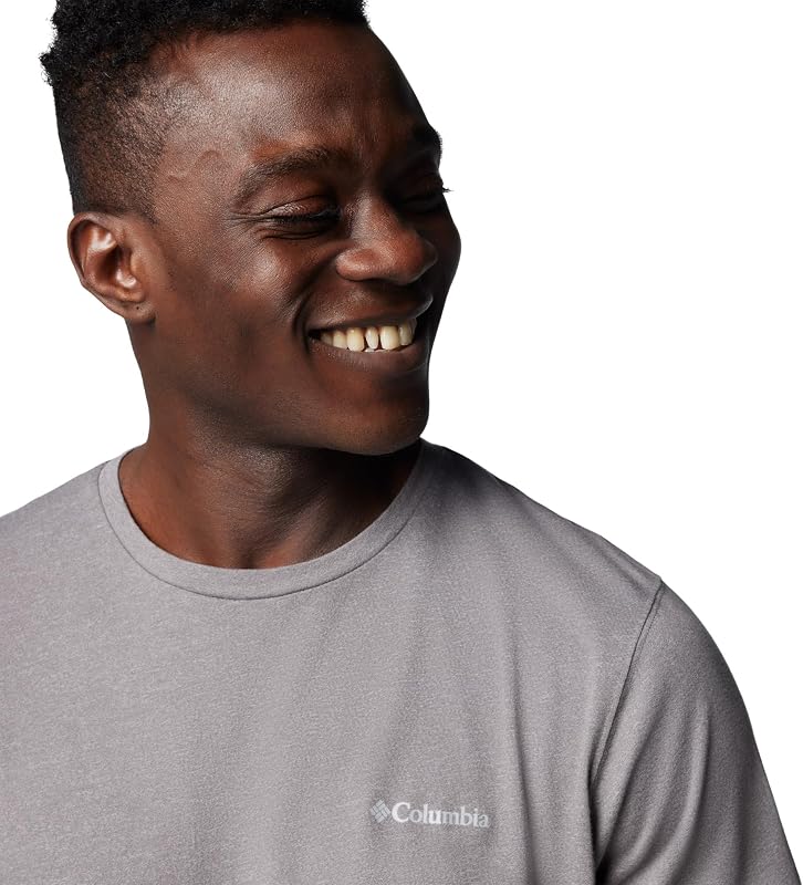 Thistletown Hills - Camisa de Senderismo de Manga Corta para Hombre, Gris Jaspeado., M