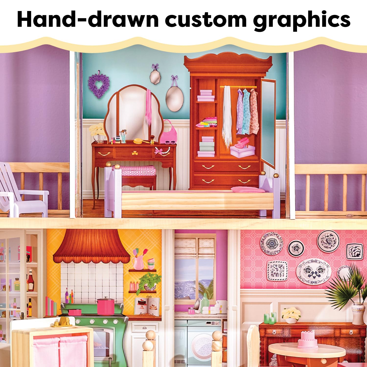 KidKraft Charlotte Classic Wooden Dollhouse with 14-Piece Accessory Set, for 12-Inch Dolls