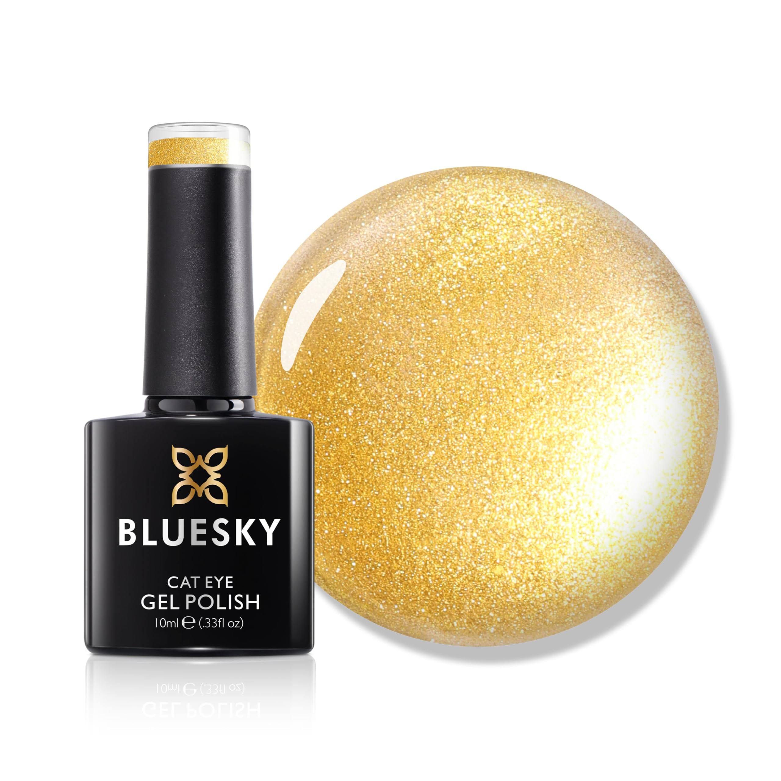 BLUESKY Gel Nail Polish, Cat Eye Coat, Golden, KA546, 10ml Gel Polish (Requires curing under UV/LED Lamp and a dark Base to obtain effect pictured)