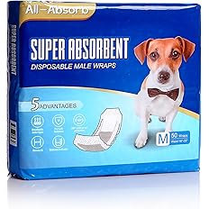 All-Absorb A25 Male Dog Wrap, 50 Count, Medium , White