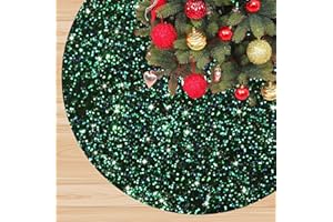 FANPROMS Green Christmas Tree Skirt 21 Inch Sequin Velvet Tree Skirts Dark Green Christmas Tree Skirt Sparkly Christmas Tree Rug Skirt Christmas Tree Floor Mat for Xmas Thanksgiving Tree Decoration