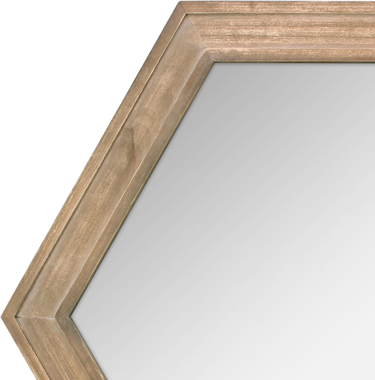 Stonebriar Decorative 24" Hexagon Hanging Wall Mirror with Natural Wood Frame and Attached Hanging Bracket, Rustic Farmhouse Decor for the Living Room, Bathroom, Bedroom, and Entryway: Home & Kitchen