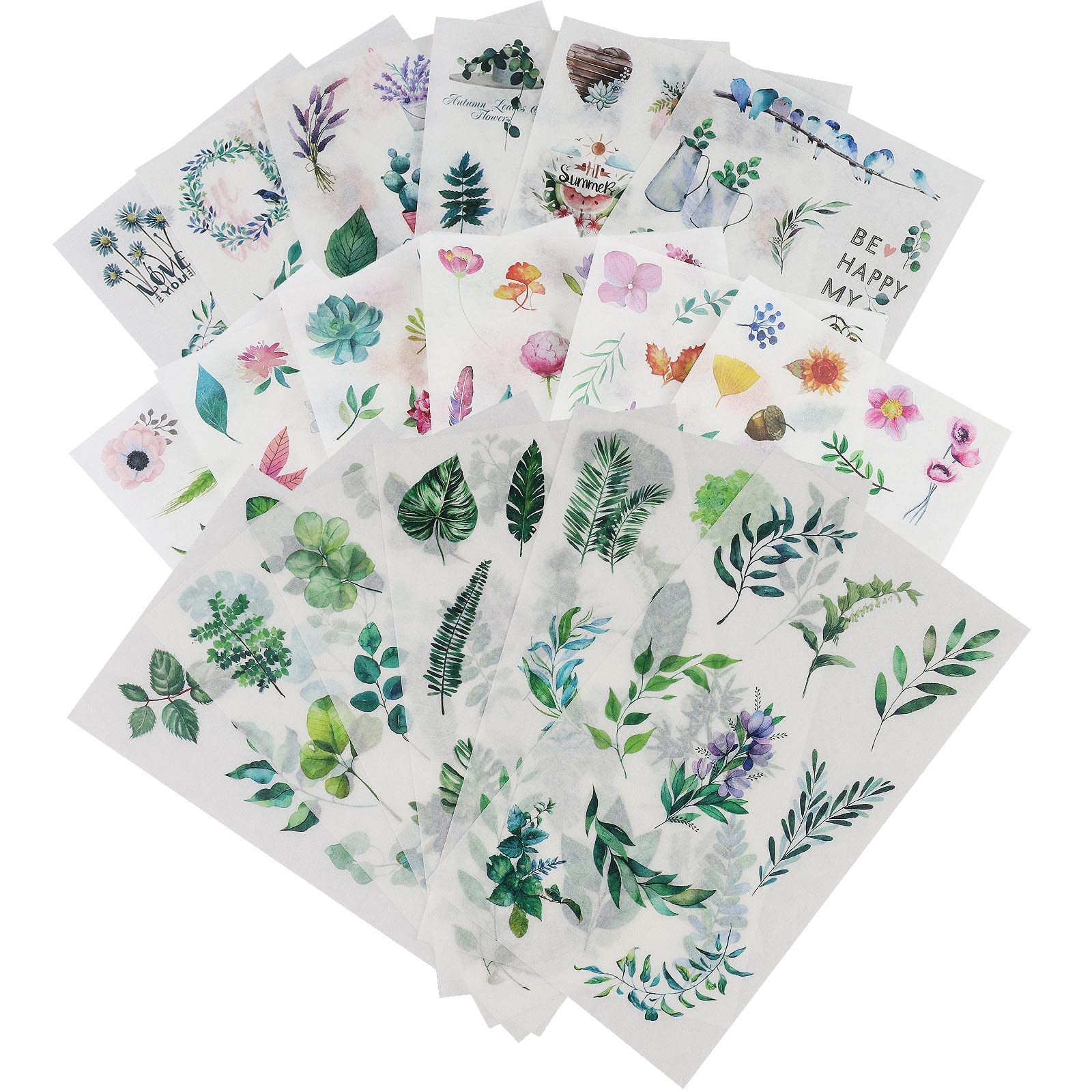 Create idea 6 Sets Green Plants Flowers Stickers Washi Paper Decorative Decals for Scrapbooking Calendars Photo Album Kids DIY Arts Crafts