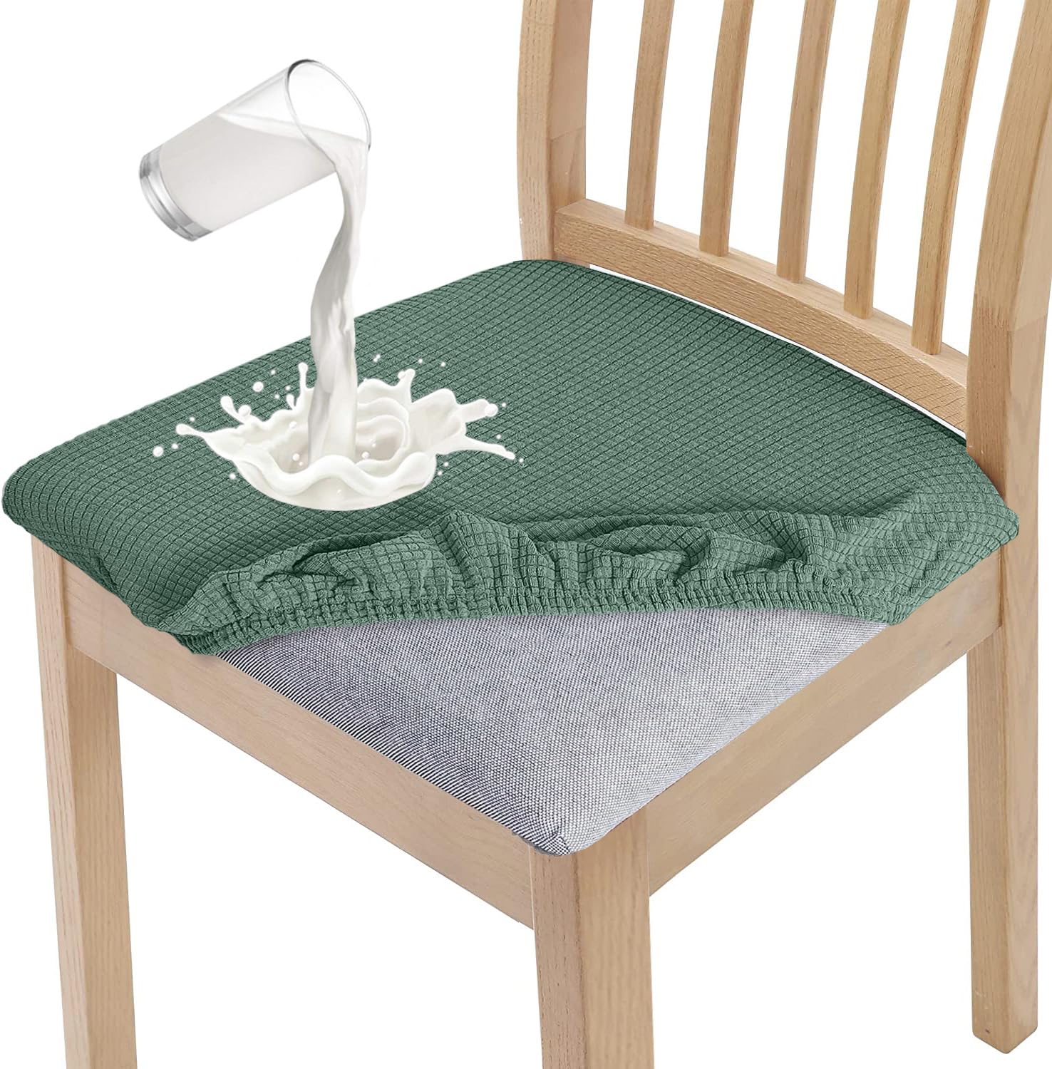 Granbest Stylish Waterproof Dining Chair Seat Covers Set of 4, High Stretch Dining Chair Seat Cushion Slipcovers Washable Seat Protector for Banquet, Kitchen, Party, Hotel (Matcha Green, Set of 4) โ image 1