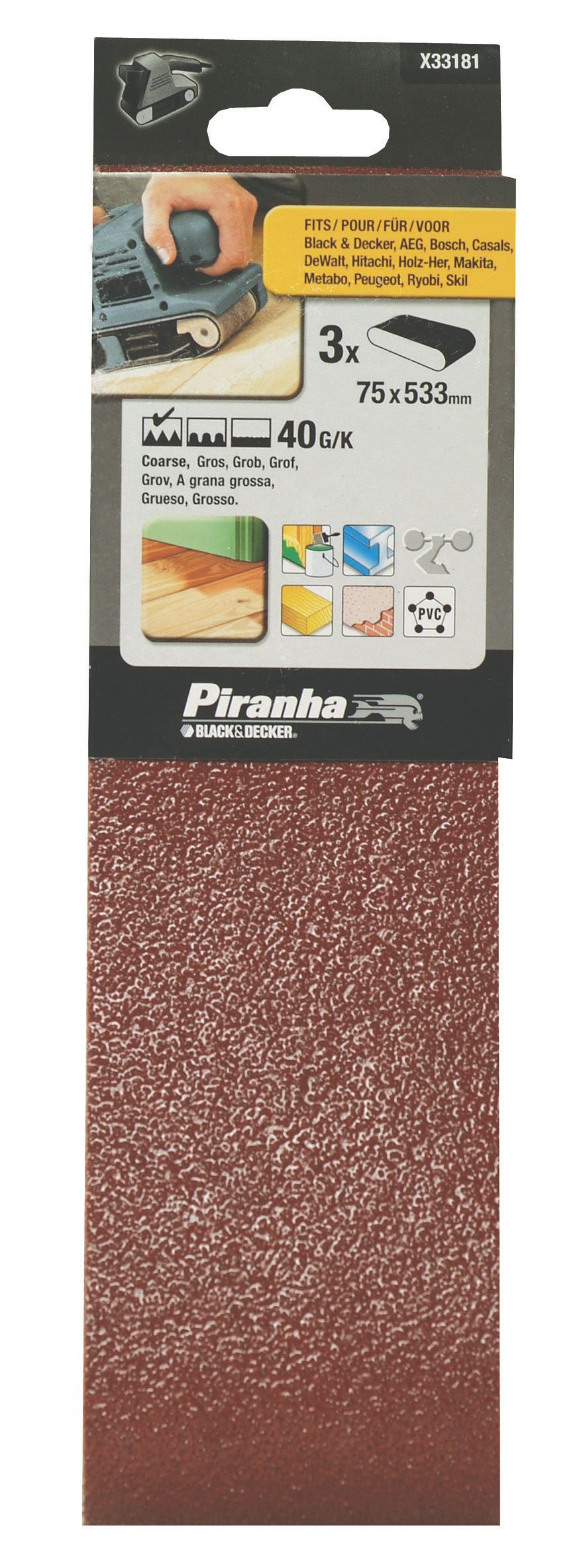 Piranha 40 g Sanding Belt, 75 x 533 mm