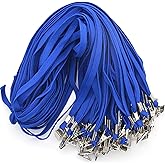 Beebel Lanyard 100 Pack Blue Badge Lanyards Flat Lanyards Round 32" with Badge Clip