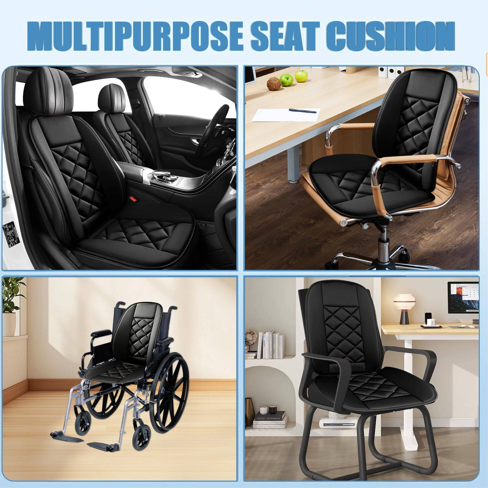 Chezope Car Seat Cushions Lumbar Support Pillows with Comfort Memory Foam Design Washable and Adjustable for Drivers and Office Use (Black)