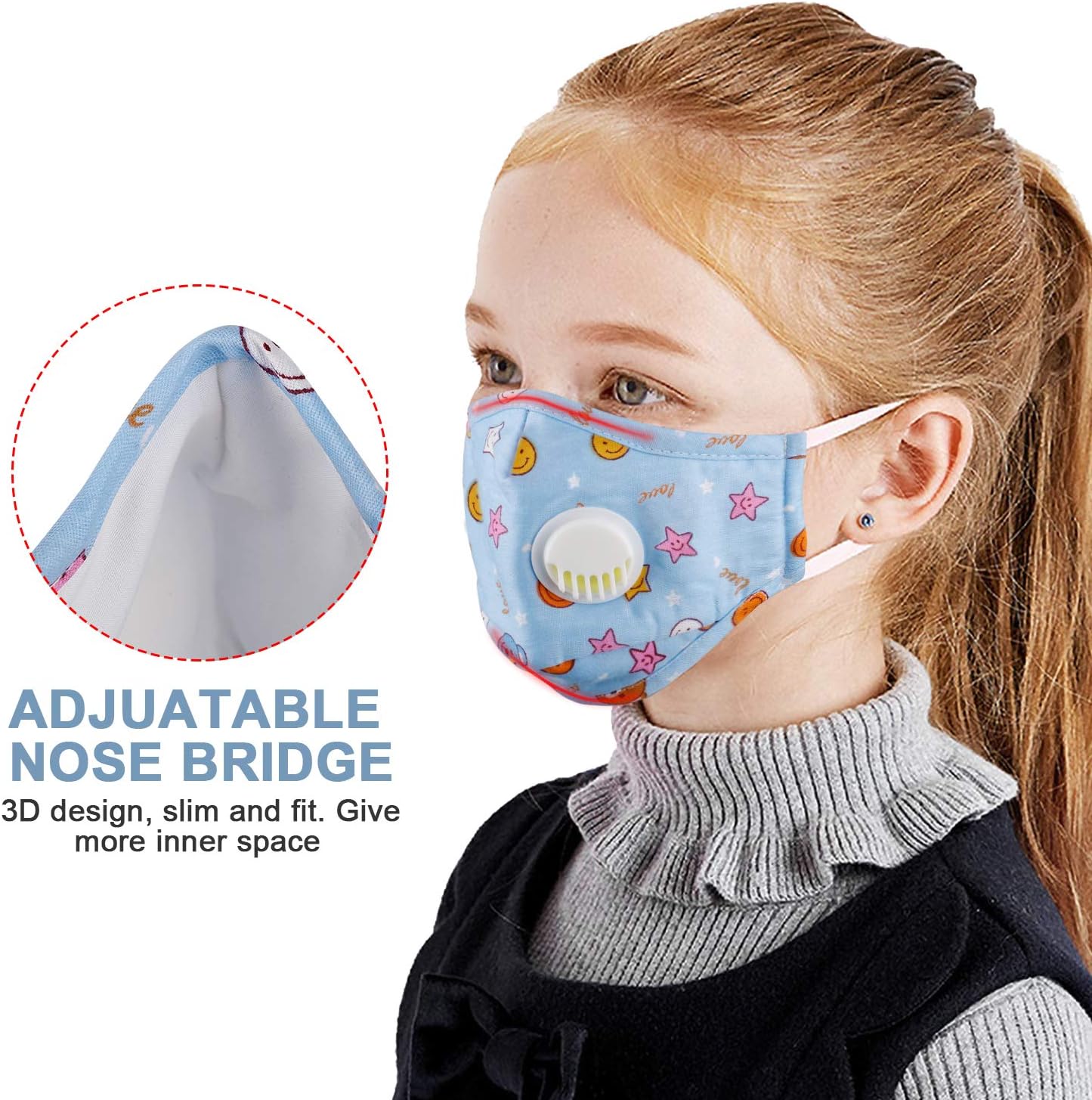 Doolland Kids Cotton Face Cover,Washable Mouth Cover Anti Dust Protection Activated Carbon Reusable Mouth Cover for Outdoor Children Girls Boys