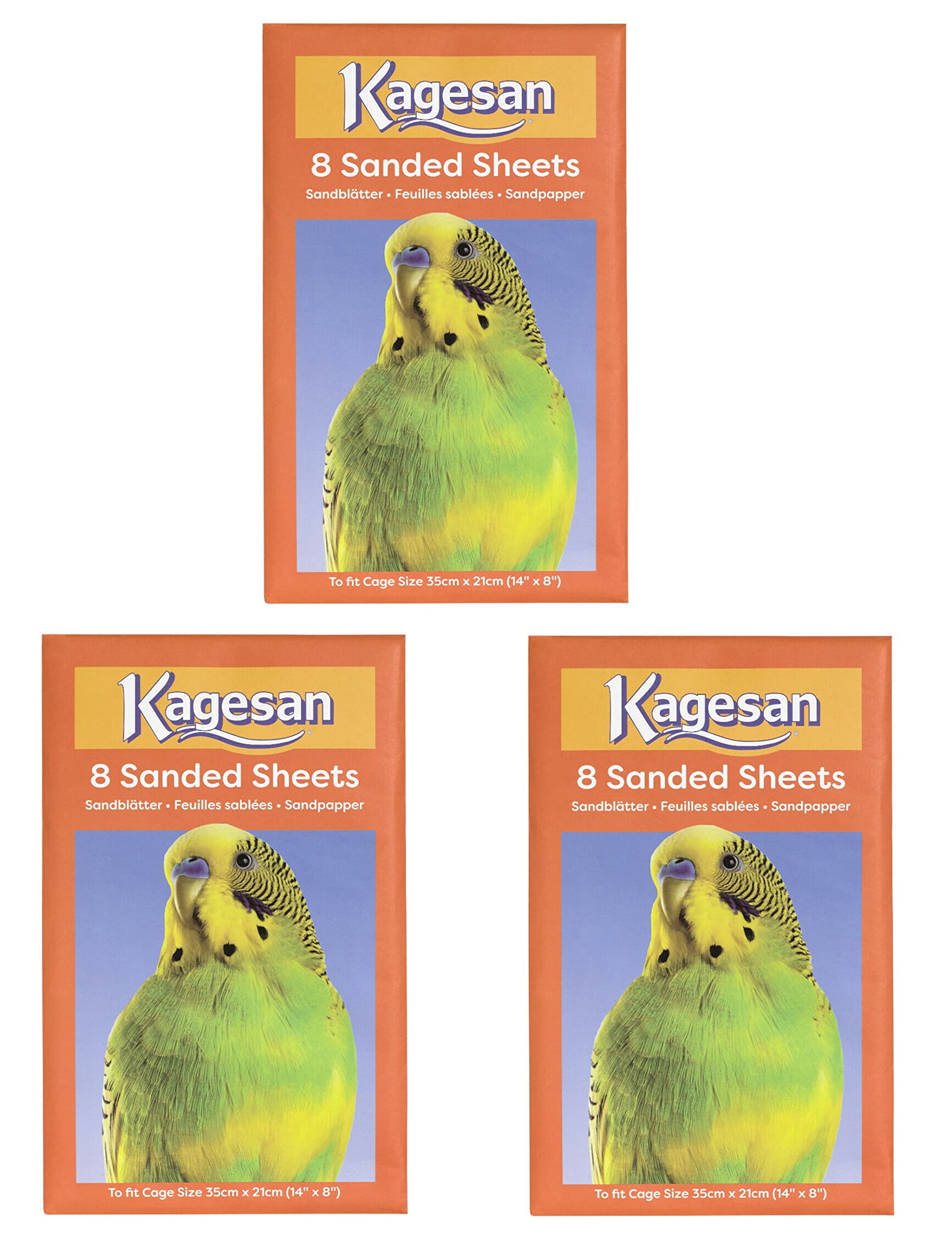 3 PACK KAGESAN ORANGE BIRD CAGE SAND PAPER SHEETS 24 SHEETS 35 X 21 CM 14 X 8