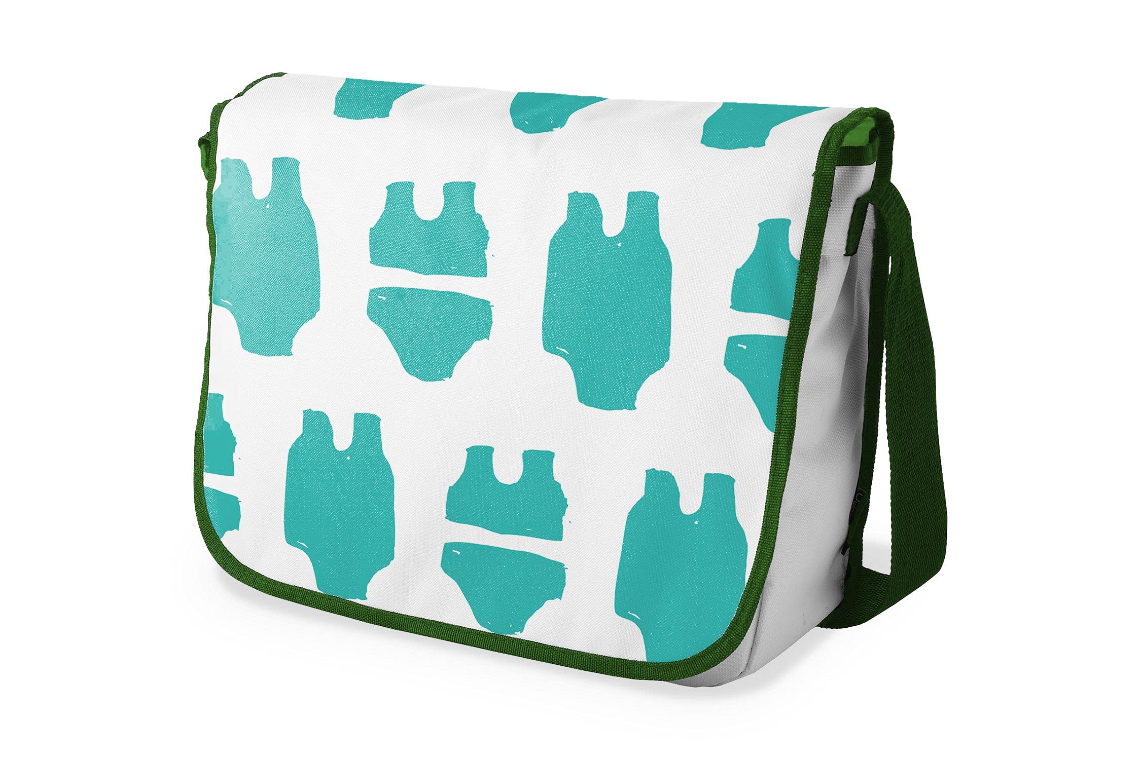 Bonamaison Digitally Printed Messenger School Bag with Khaki Strap for Students, Cross Body Bag, Courier Bag, Shoulder Bag for School, Back to School, Size: 29x36 Cm