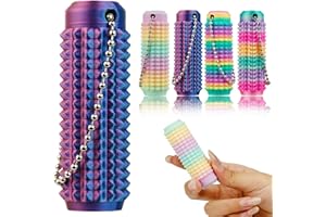 XIAWALANGZHUO 4 PCS Little Ouchies Pain Fidget Toy, Pocket Mini Pain Stim Fidget Toys for Office Workers to Stress Relief, 3D Printed Spiky Grippie Stim Keychain (Mix Rainbow)