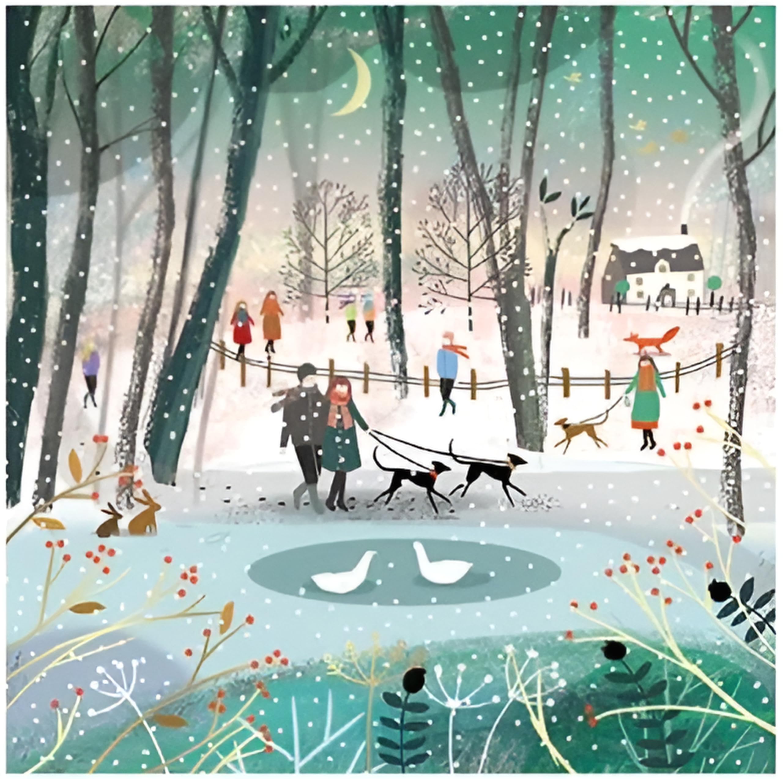 GBCC Charity Christmas Cards Pack of 6 - Charity Christmas Cards with Snowy Woodland Dog Walk - Eco-Friendly Xmas Cards Multipack with Envelopes
