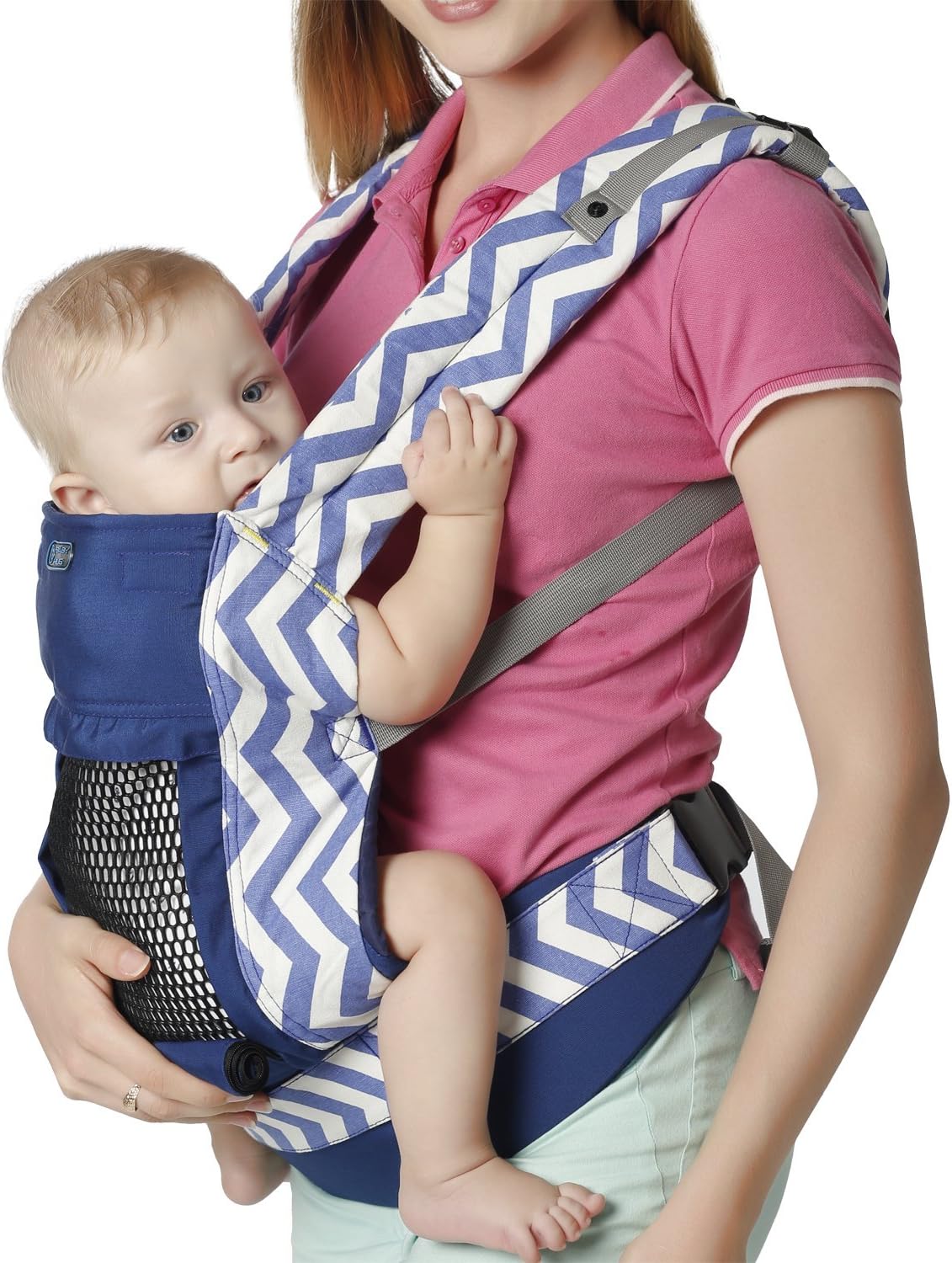 Amzbag Soft Baby Carrier Ergonomic Baby Carrier Front and Back Fits 3-36 Months Baby, Lightweight, Blue
