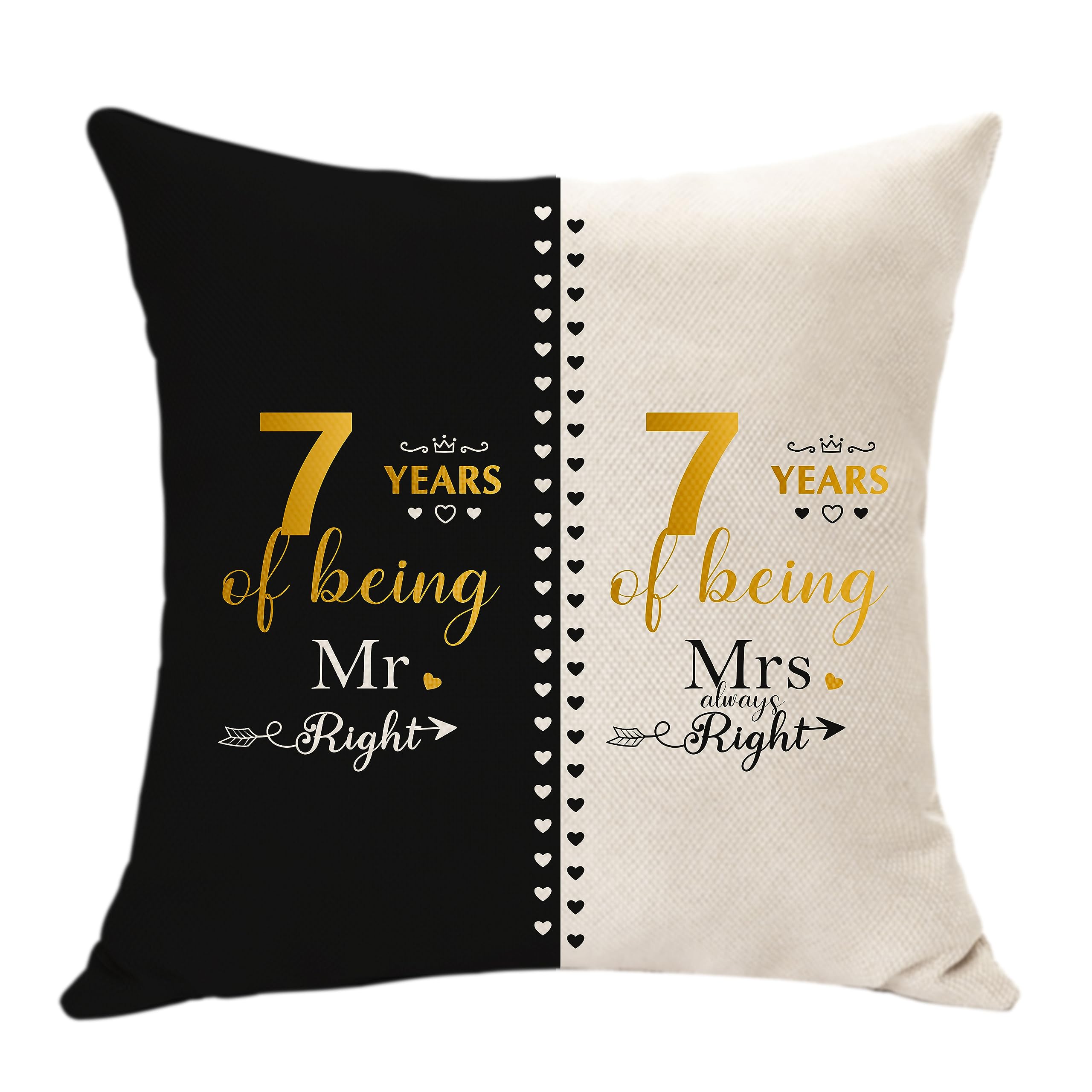 Hasodeo 7th Wedding for Her Him Cushion Cover Mr. Mrs. Anniversary Keepsake 7 Year of Marriage Gift for Husband Wife Wool Gifts Couple Gifts for Valentines Christmas (7th)