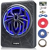 10" 1200W Slim Under Seat Powered Car Subwoofer, Car Sub Built in Amplifier | Car/Truck Audio Sub Built in Amplifier amp Combo Package, with RGB LED Light(Subwoofer + Mounting Wire Kit)