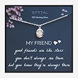 EFYTAL Best Friend Gifts, 925 Sterling Silver Star Friendship Necklace, Birthday Jewelry Gift Necklaces for BFF, Bridesmaid G