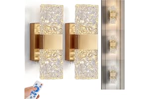 camuucci Battery Operated Wall Sconce Rechargeable Battery Powered 12000mAh Wall Light Indoor Not Hardwired Remote Control Dimmable Wall Lamp Fixtures for Bedroom Living Room Gold 2 Pack