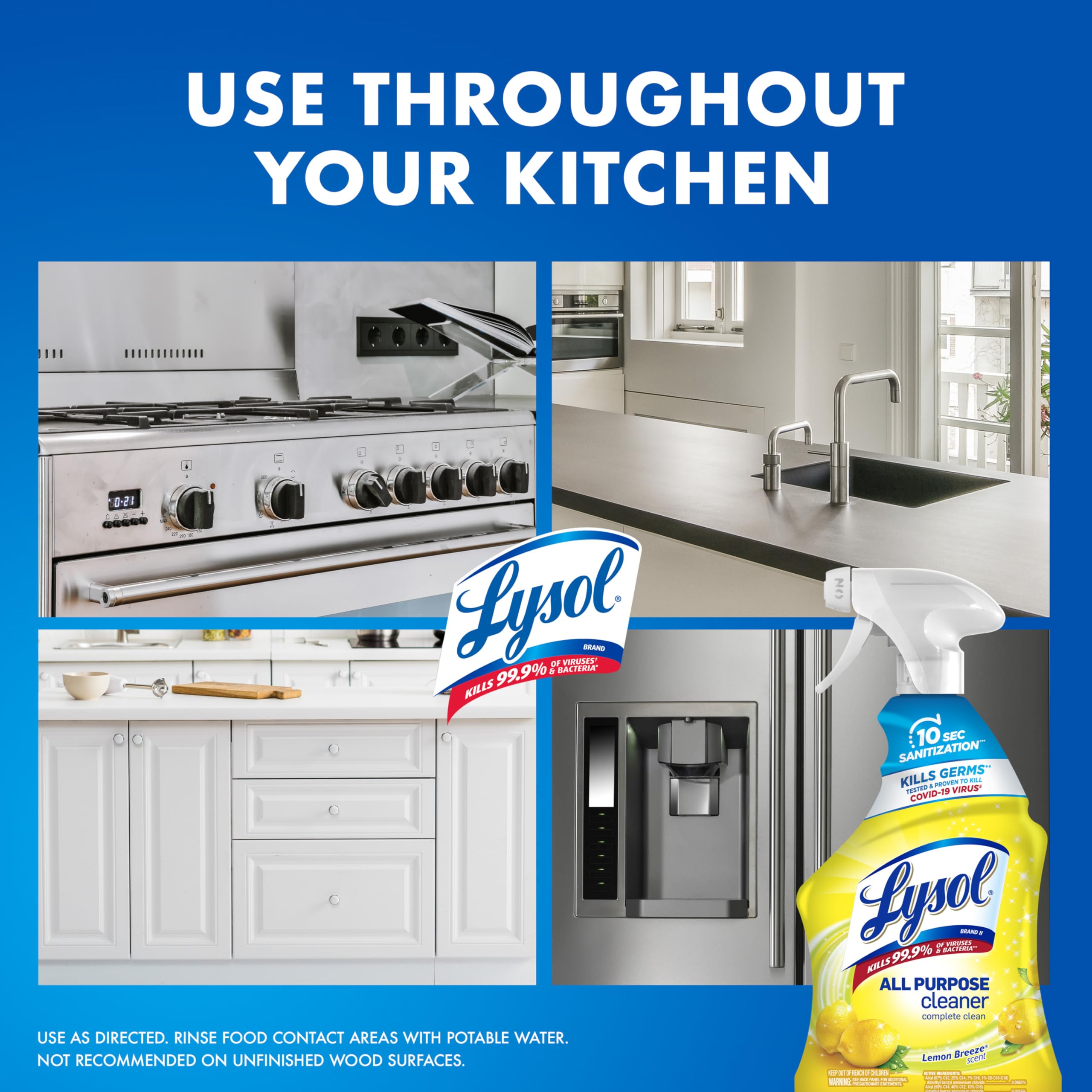 Lysol All Purpose Cleaner Spray, Multi-Purpose Disinfecting Spray, Kitchen & Bathroom Cleaner, Lemon Breeze Scent, 32 Fl Oz
