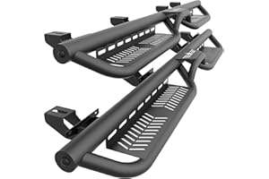 EYOUHZ Running Boards Compatible with 2020-2026 Jeep Gladiator JT 4 Doors, Two Stairs Design Side Steps Heavy-Duty Steel Nerf Bars Bolt-on Step Plates RockSliders Rail. Black