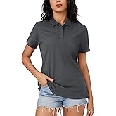 MAGCOMSEN Women's Polo Shirts Cotton 3-Button Short Sleeve Collared Tops Summer Cool Shirt Uniform Casual Shirts