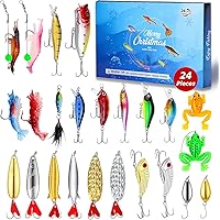 Fishing Advent Calendar 2025, 24 Days Christmas Countdown with Fishing Lures Kit, 2025 Xmas Surprise Birthday Gifts for Men A