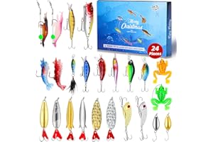 Fishing Advent Calendar 2025, 24 Days Christmas Countdown with Fishing Lures Kit, 2025 Xmas Surprise Birthday Gifts for Men A